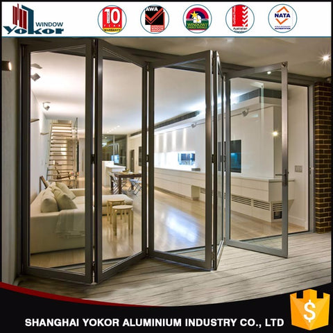 Aluminium bifold low-e double glazed panel doors prices easy to install on China WDMA