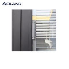 Aluminium black bi folding glass door with blinds louver shutter inserted glass manual blinds doors on China WDMA