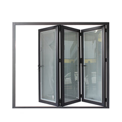 Aluminium black bi folding glass door with blinds louver shutter inserted glass manual blinds doors on China WDMA