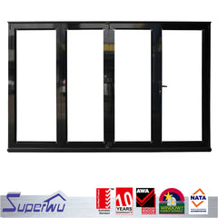 Aluminium fashion design cost saving impact resistant reflective glass accordion doors with vent on China WDMA