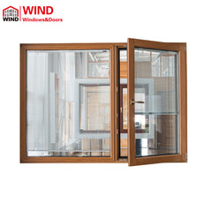 Aluminum Wood Inward Opening Casement Windows with Built in Blinds