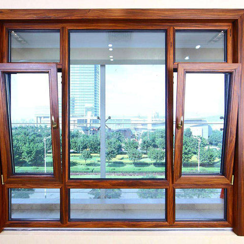 Aluminum frame Tempered Double glass Hung windows with top hinges on China WDMA