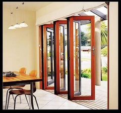 Aluminum tempered glass external folding doors aluminum Bi- folding patio door on China WDMA