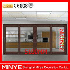 Aluminum wood balcony sliding door/closet sliding door with tempered glass on China WDMA on China WDMA