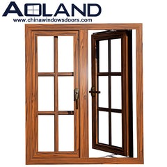 Aoland aluminium wood grain french casement windows with AS 2047 on China WDMA