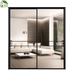 Apartment balcony double tempered glass double pane track rail aluminium sided Sliding glass door on China WDMA