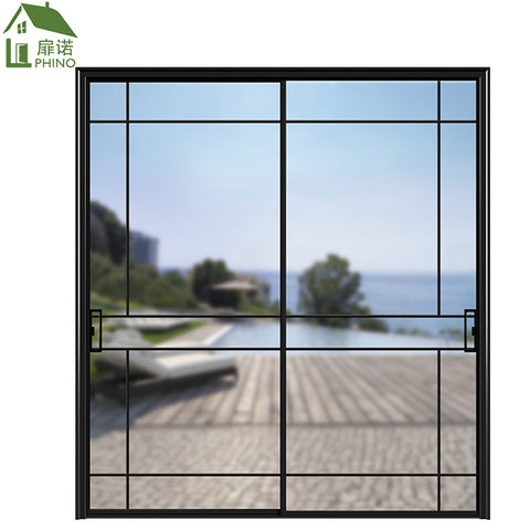 Apartment balcony double tempered glass double pane track rail aluminium sided Sliding glass door on China WDMA