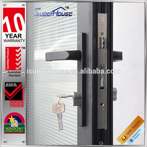 Australia AS2047 standard double glass economic sliding and folding door mechanism with blinds inside on China WDMA