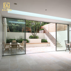 Australian code cheap price 4 panel sliding french patio doors slim aluminium frame double glass sliding door for exterior on China WDMA