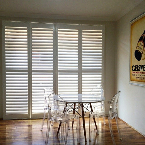 Bedroom bi fold hardwood plantation shutters for door at good price on China WDMA