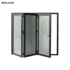 Bifold door entry doors with blinds inserted for privacy on China WDMA