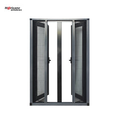 Black Aluminum double hinged triple casement window with folding screen on China WDMA