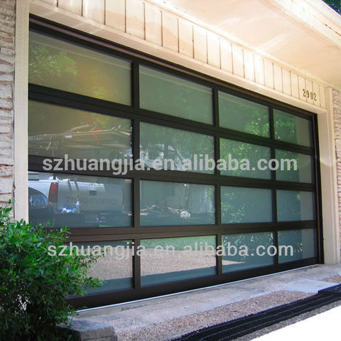 Black Anodized Aluminum Frame Automatic Frosted Tempered Glass Panels Garage Door prices on China WDMA