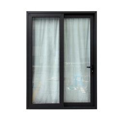 Black aluminum frame triple glazed sliding glass doors with german brand on China WDMA