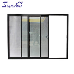 Cheap sound insulation commercial aluminum three rail double glass sliding doors on China WDMA