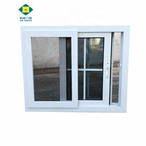 China Supplier Hot Sale 2 Rail Track White UPVC Profile Sliding Windows With Grill And Fly Screen on China WDMA