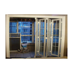 China factory and soundproof with hot insulation aluminum profile with double glass industrial inside blinds folding doors on China WDMA