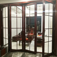 China manufactory high quality aluminum alloy powder coated exterior double glazed bifold doors on China WDMA