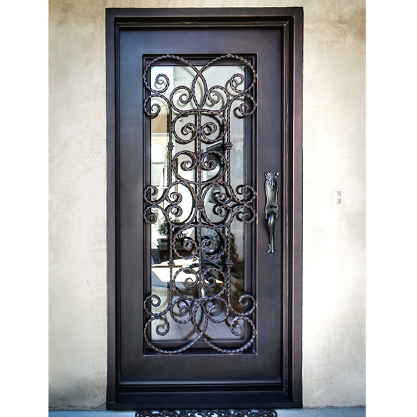 China supplier fashion single wrought iron exterior entry french doors on China WDMA