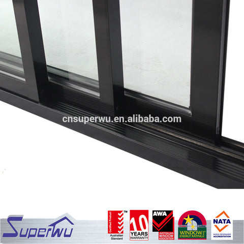 Commercial and Home 3 panel tempered safety glass aluminium profile sliding door on China WDMA