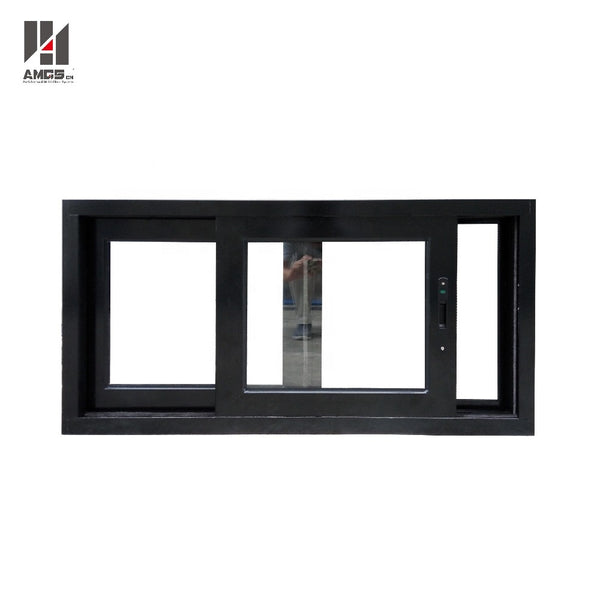 Commerical horizontal opening double glazed black aluminum sliding windows on China WDMA