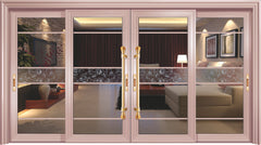 Competitive customized aluminium palace sliding doors 4 panels Wood grain aluminium alloy doors on China WDMA