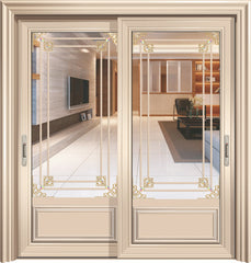 Competitive customized aluminium palace sliding doors 4 panels Wood grain aluminium alloy doors on China WDMA