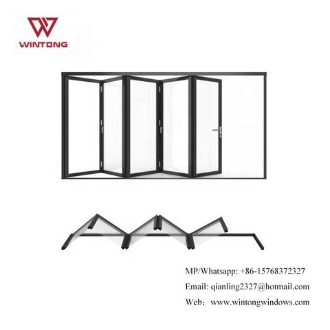 Custom Aluminum Window Doors Design Bi Fold Accordion Door Frameless Glass Folding Door System For Kitchen on China WDMA