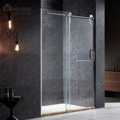 Custom clear tempered glass frameless shower door for hotel / home use on China WDMA