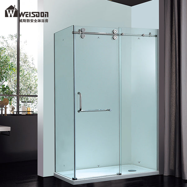 Custom clear tempered glass frameless shower door for hotel / home use on China WDMA