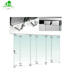 Customized size interior frameless sliding folding glass patio door on China WDMA