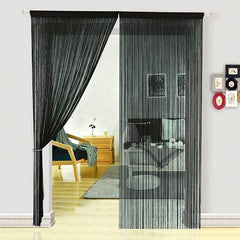 Dense Black Spaghetti Fringe String Thread Curtain Panels Room Divider Fly Screen for Living Room on China WDMA