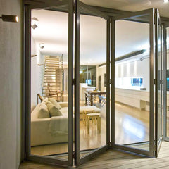 Double Temper Glass Insulated Aluminum glass Bi- folding door system on China WDMA