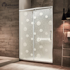 Double sliding metal top rail tempered glass bathroom shower door on China WDMA