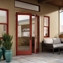 Export standard modern French residential large aluminum double pane patio swing doors with grid on China WDMA