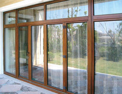 Exterior Wood Grain Aluminum Sliding glass Door with Internal Blinds on China WDMA on China WDMA