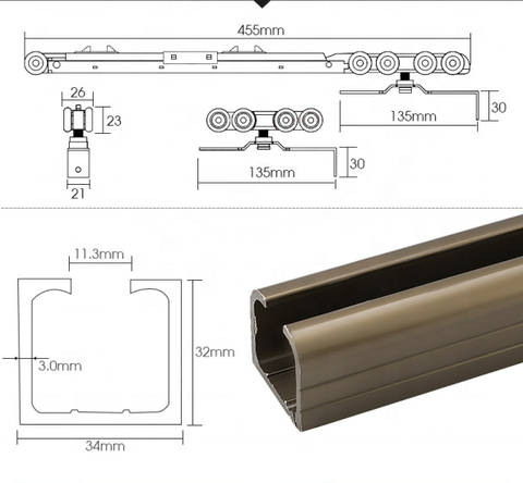 Factory High quality Sliding door track / hanging sliding door rail for cabinet on China WDMA