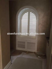 Faux wood louver arch window plantation shutter on China WDMA