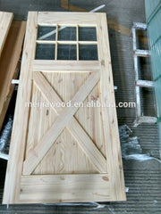 French Style 6-Lite Flat Top With Half X Brace Bi-Parting Exterior Glass Barn Door With Sliding Door Hardware on China WDMA