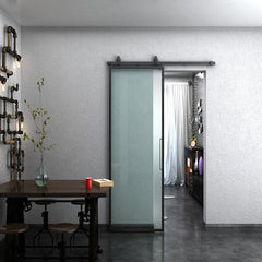 Frosted Glass Interior Door With Black Steel Frame, Steel insulated sliding barn door with hardware on China WDMA