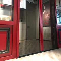 GM_Characteristic red double door aluminum fold door design high quality bi folding mosquito screen door on China WDMA