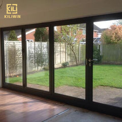 German technique villa exterior bi fold doors luxury large black triple glazed soundproof aluminium folding patio door on China WDMA