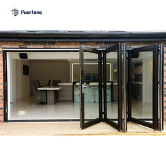 Germany Lightweight Entrance Exterior Aluminium Accordion Bi Folding Sliding Glass Door For Restaurant on China WDMA