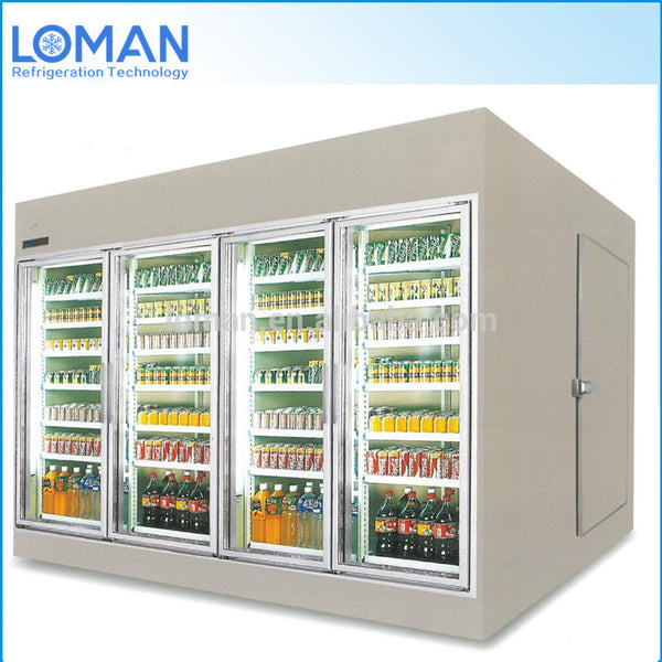 Glass door and PU panels walk in freezer cooler for Kitchen Restaurant on China WDMA