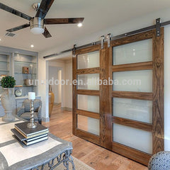 Glass wooden double barn doors designs for living kitchen room on China WDMA