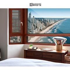 Gold Oak Colors Aluminum Double Pane Overlapping Glass Swing Window With Louvers on China WDMA