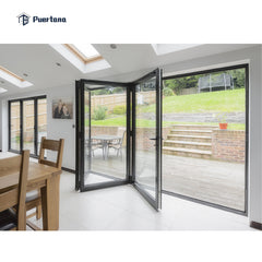 Grey Aluminium Glass Folding Sliding Patio Doors on China WDMA