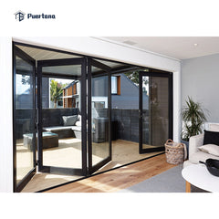 Grey Aluminium Glass Folding Sliding Patio Doors on China WDMA