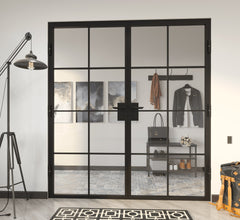 WDMA High quality Galvanized steel tube frame glass doors iron french door