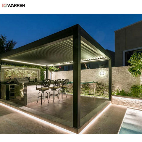 Warren waterproof design remote control electric aluminum outdoor pergola